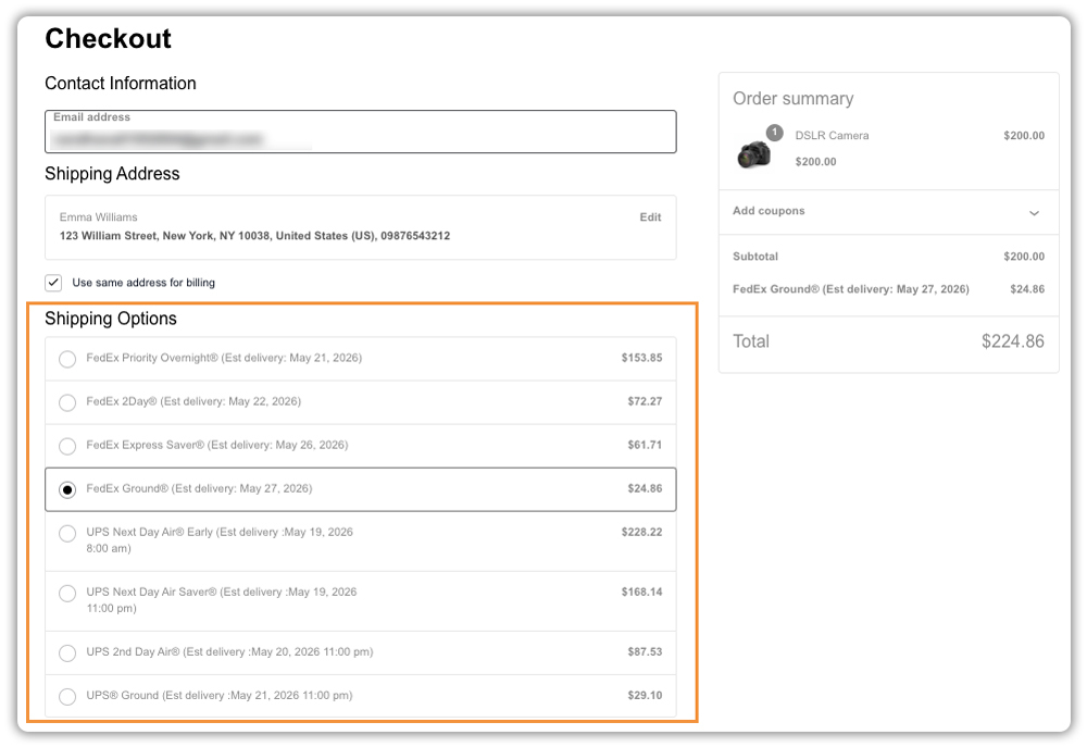 fedex ups multi-carrier checkout options