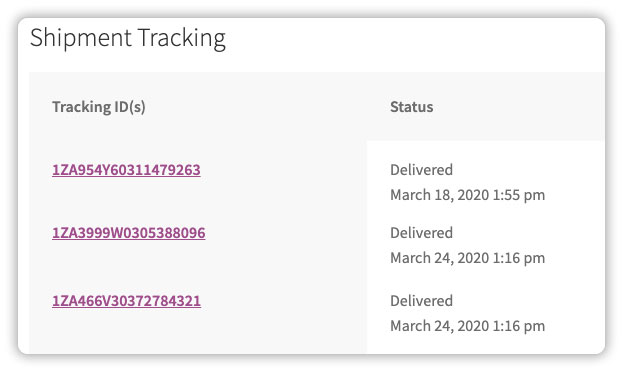 woocommerce shipment tracking status