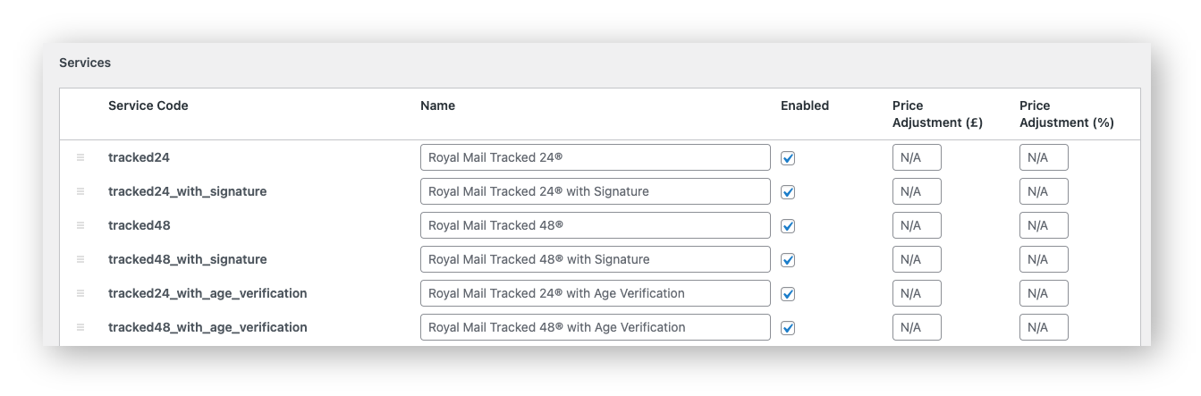 tracked 24 48 services enabled