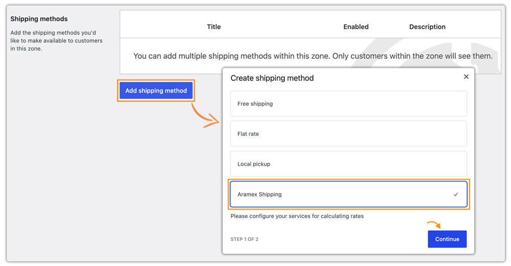 aramex shipping method