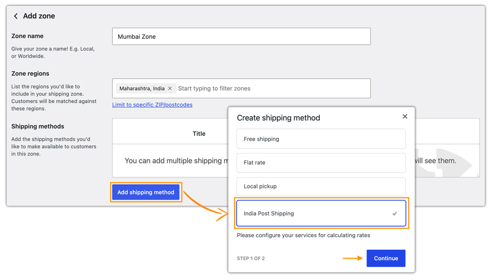 add india post shipping method
