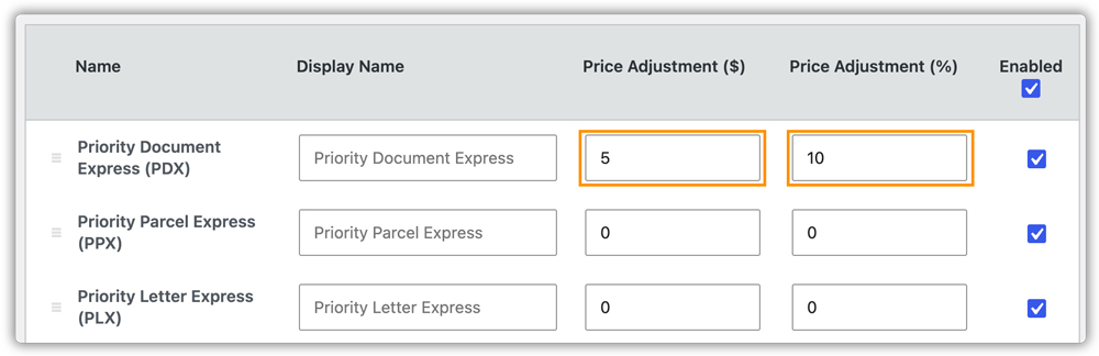adjust shipping rate