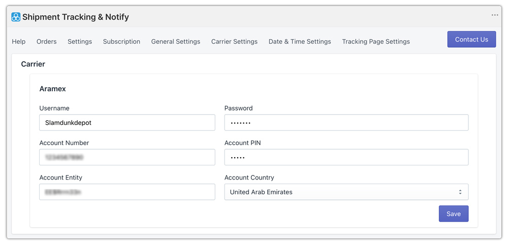 aramex account integration