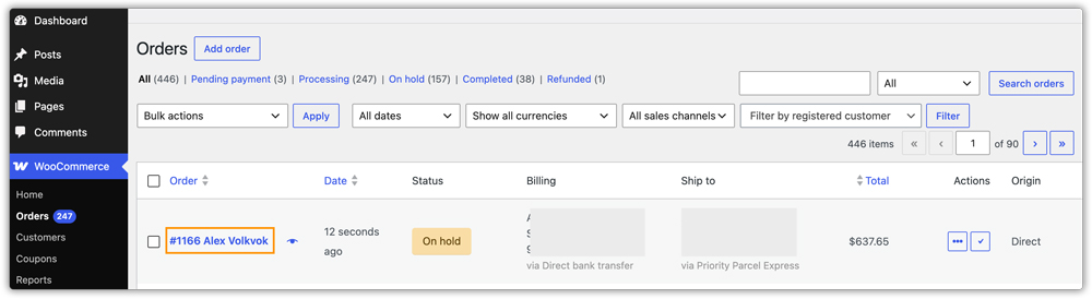 woocommerce orders with aramex