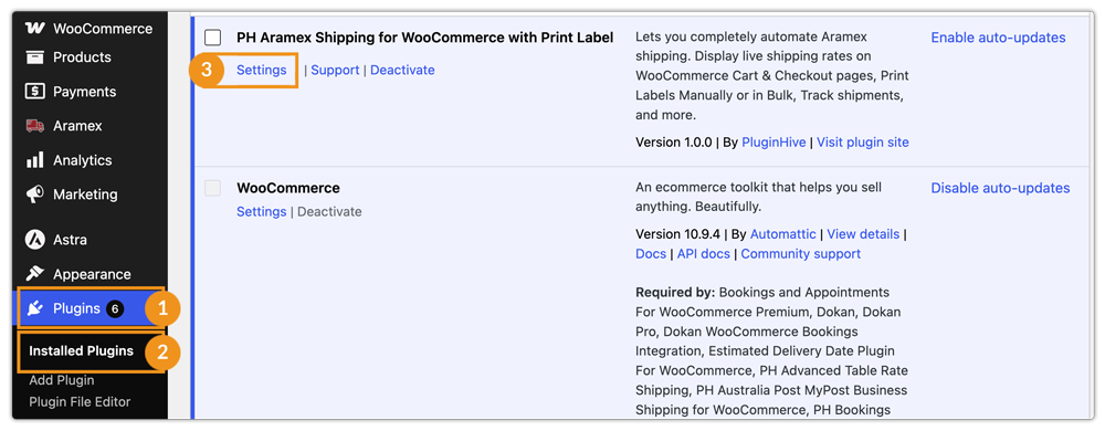 aramex shipping for woocommerce plugin settings