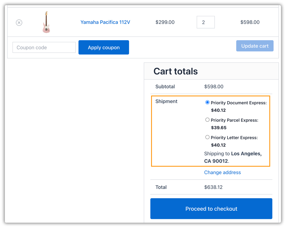 aramex shipping rates at woo cart