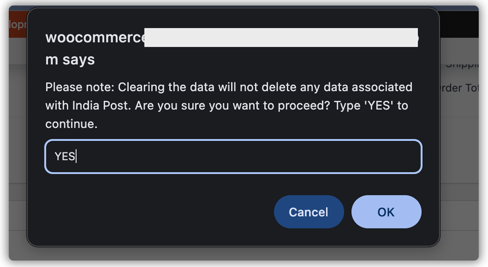 confirm to clear the data