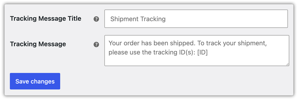 customize aramex tracking message