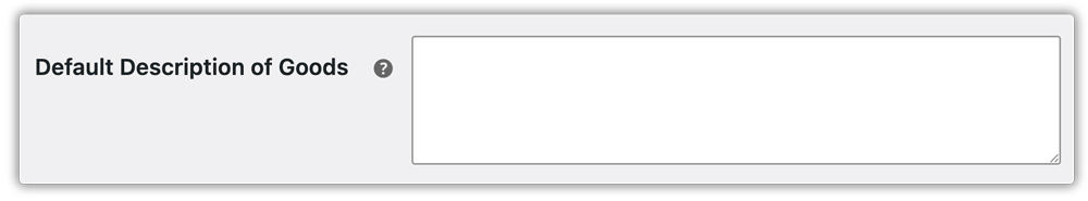 default description of goods
