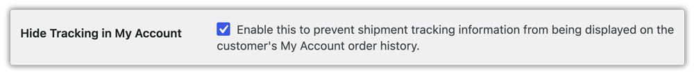 hide tracking in my account