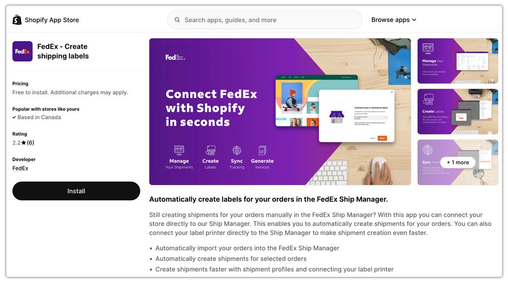 official fedex shipping app landing page