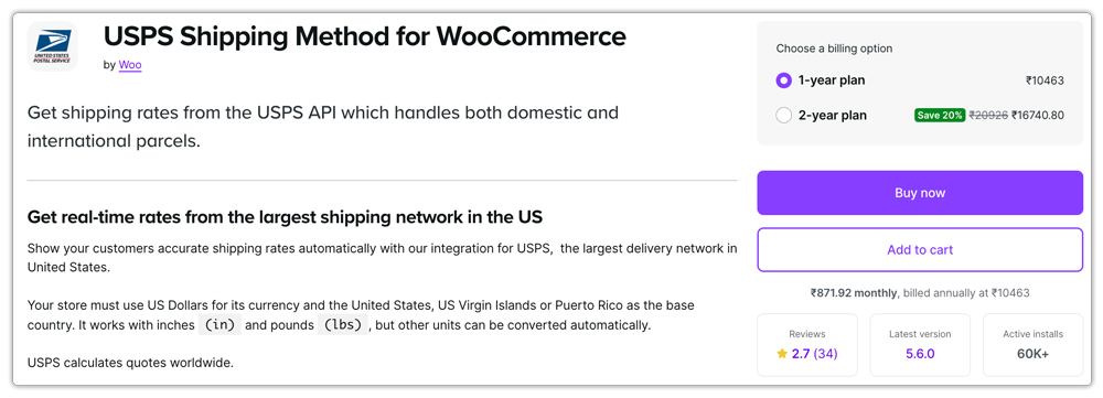 usps shipping method for woocommerce