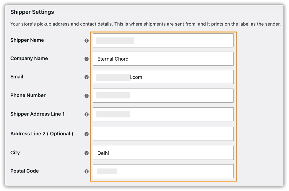 add shipper details