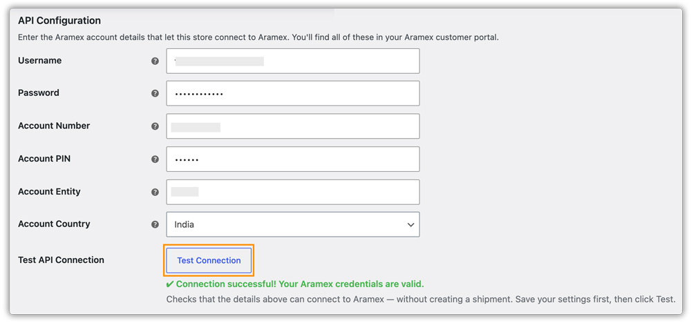 test api connection