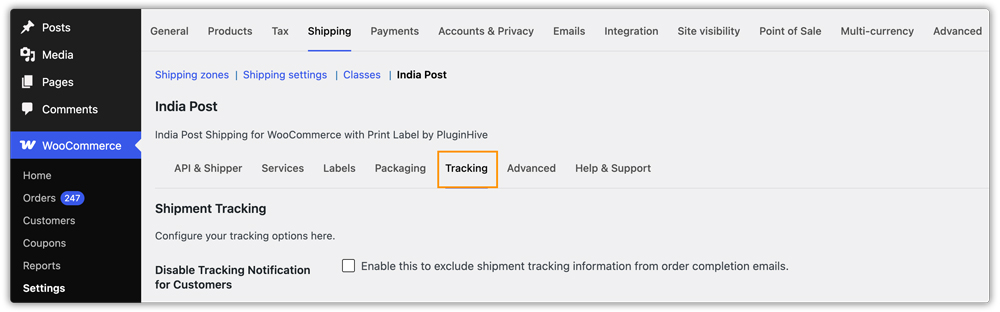 tracking tab