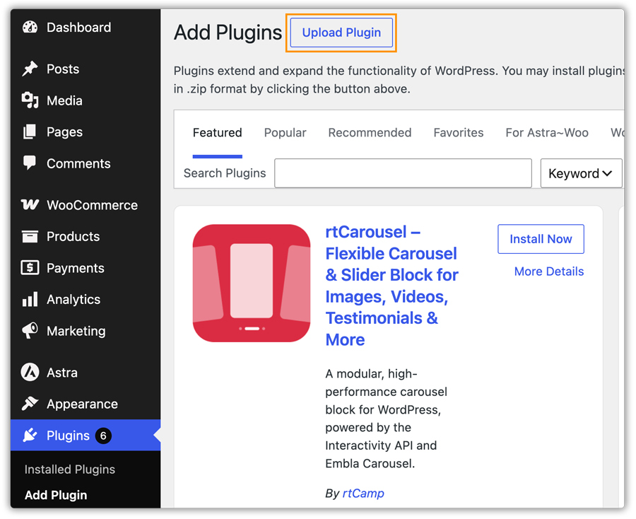 upload the plugin
