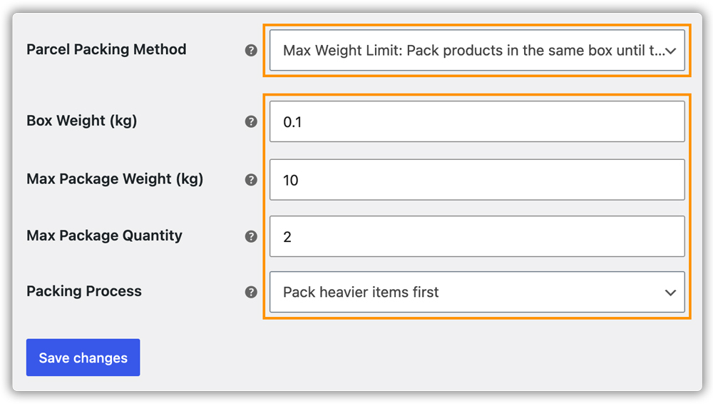 weight based packaging