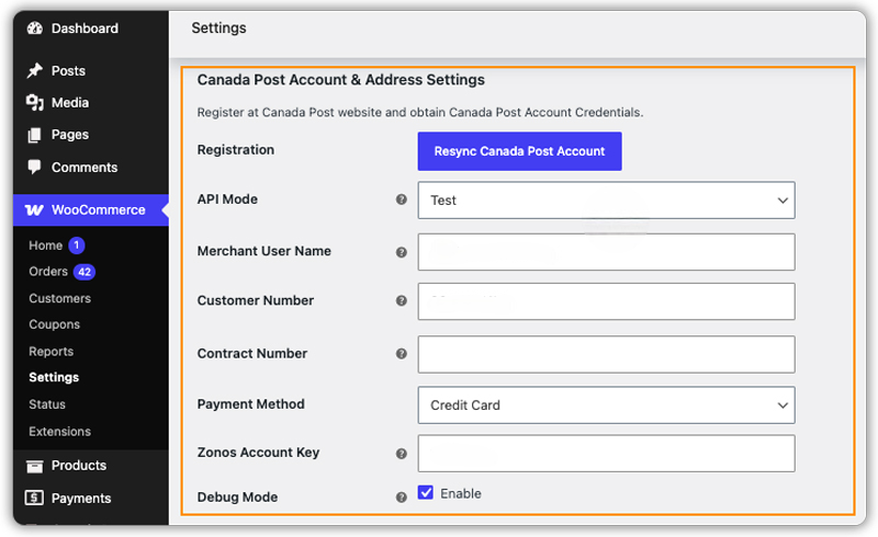 canada post account settings