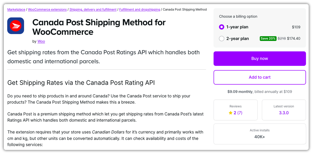 woocommerce canada post 