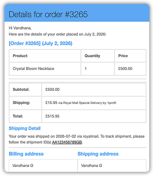 order email tracking number