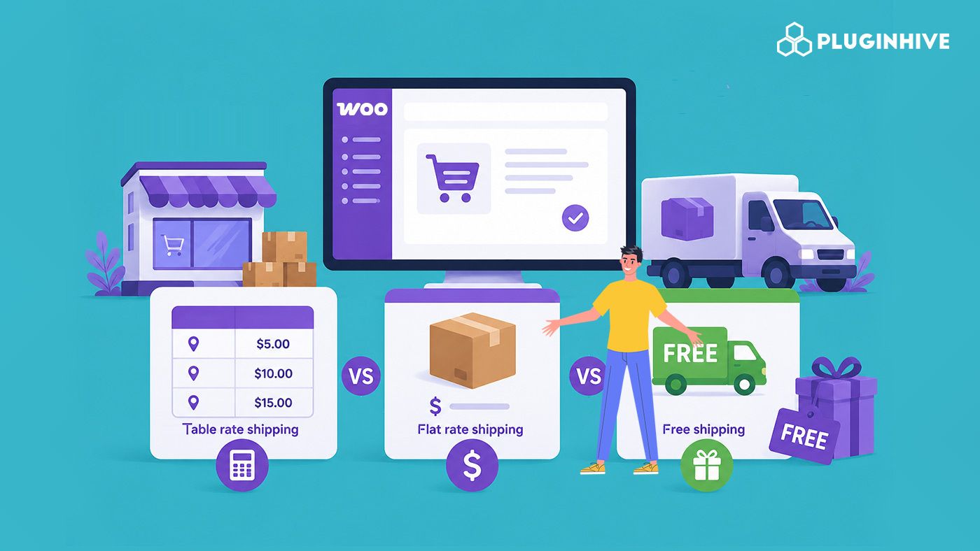 woocommerce table rate shipping vs flat rate vs free shipping