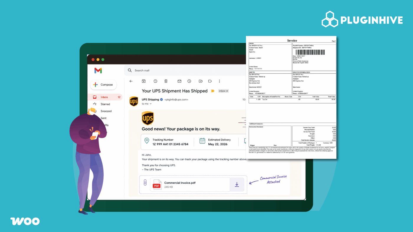 ups commercial invoice in woocommerce