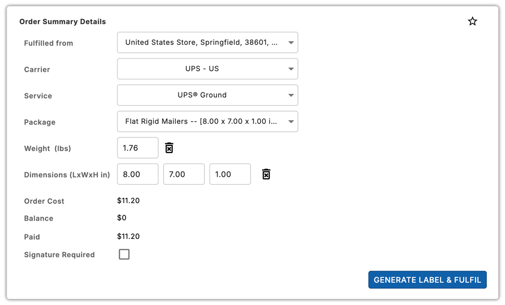 ups package configuration