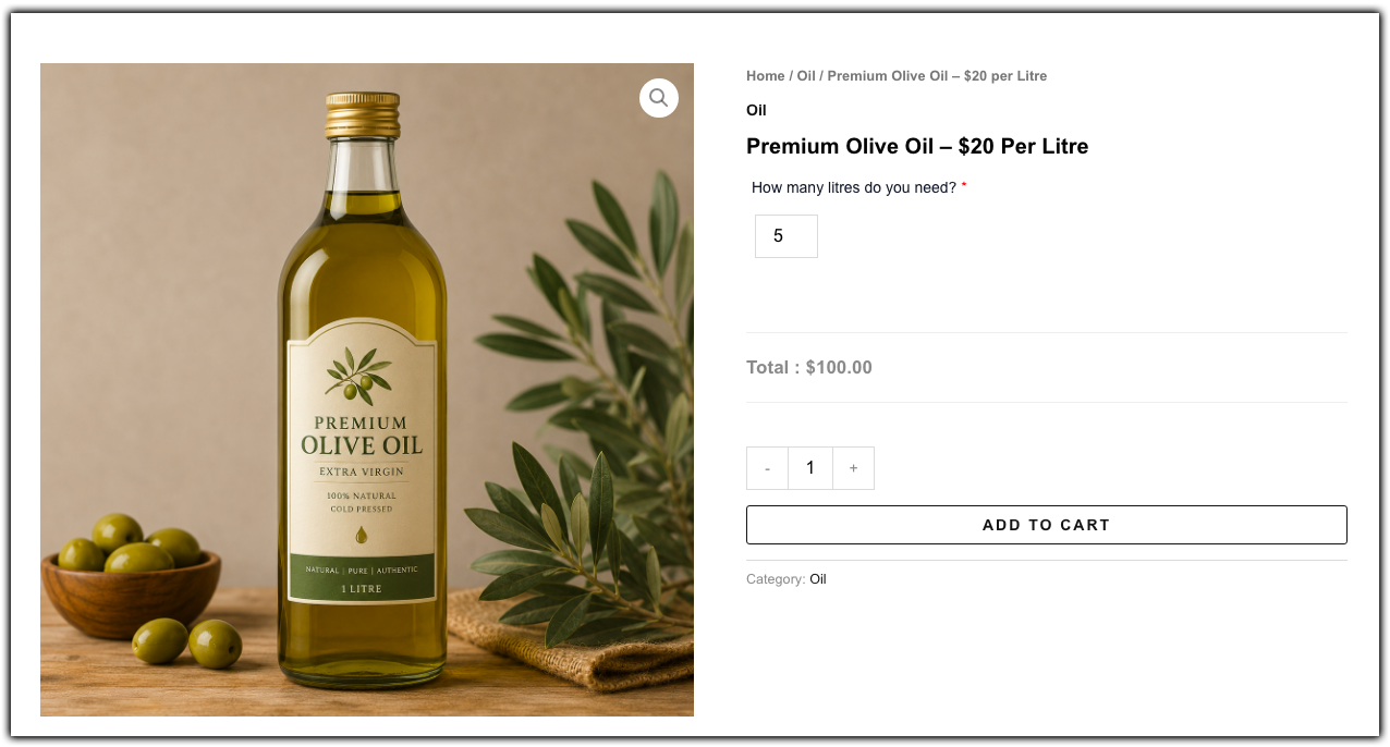 olive oil per litre