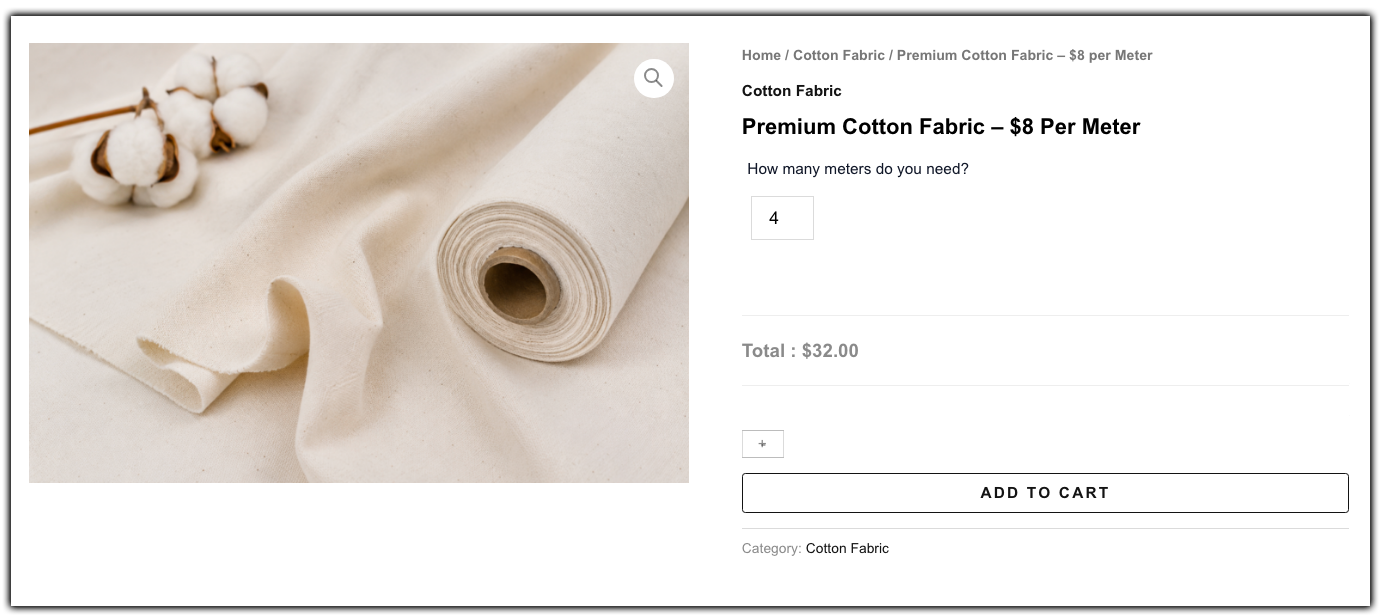 cotton fabric per meter
