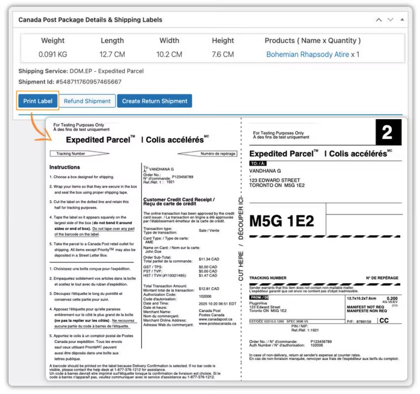 expedited parcel shipping label