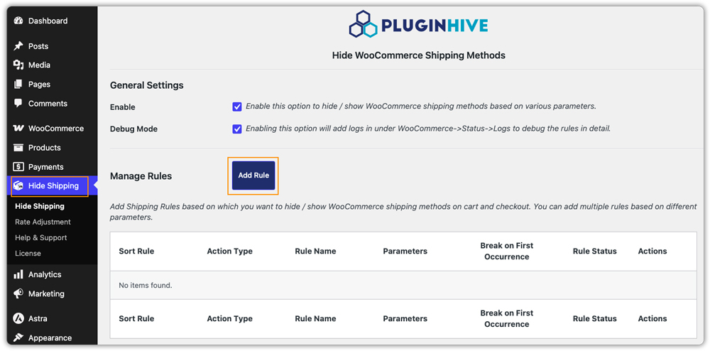 plugin general settings