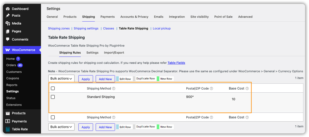 zip wildcard shipping rule