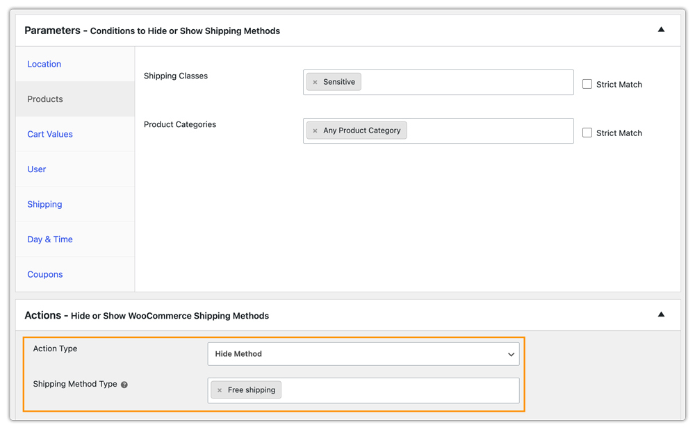 hide shipping method