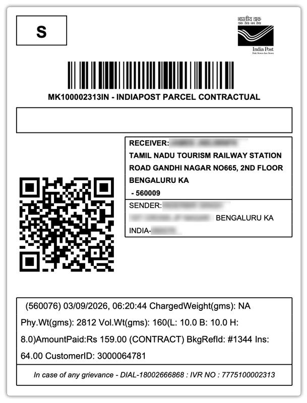india post shipping label
