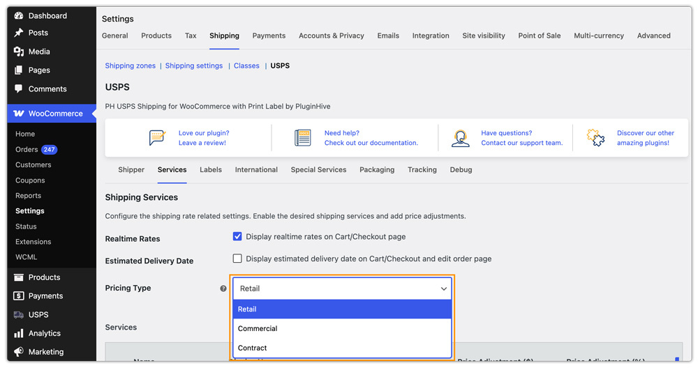 enable usps account rates