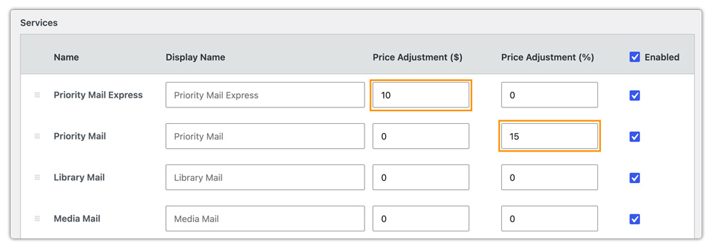 adjust usps pricing