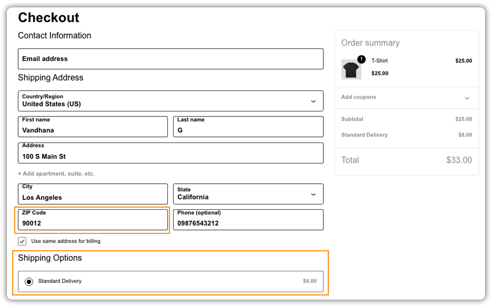 checkout standard delivery rate