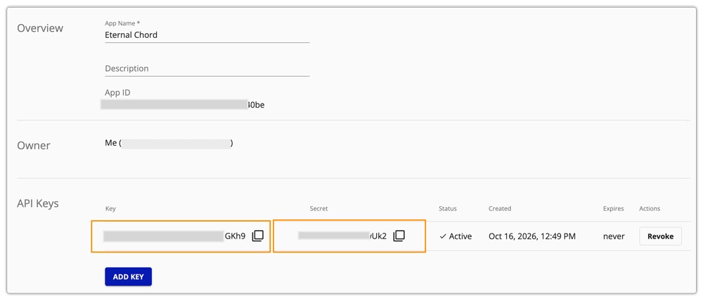 api key and secret for gls