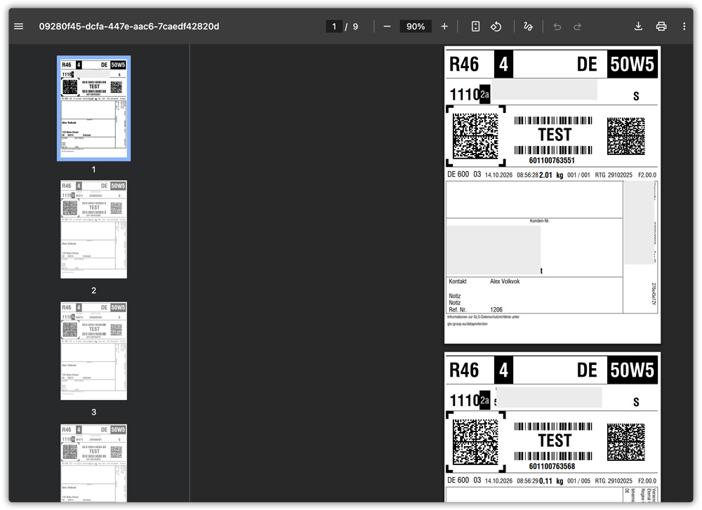 gls labels in bulk