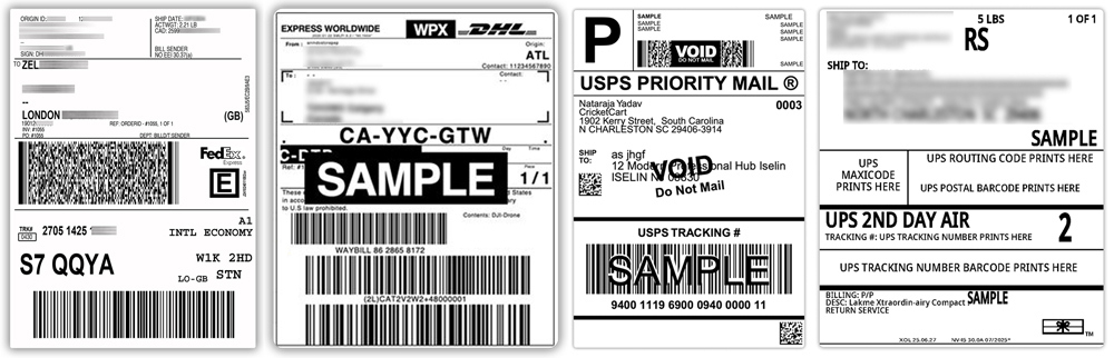 carrier labels for holiday shipping