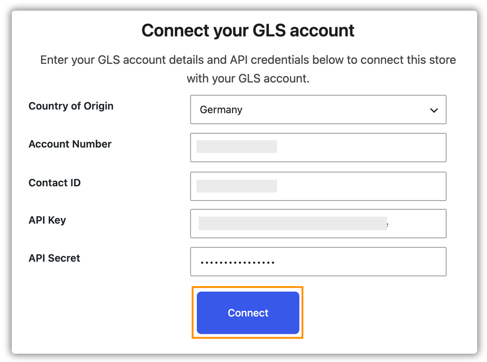 connect gls account