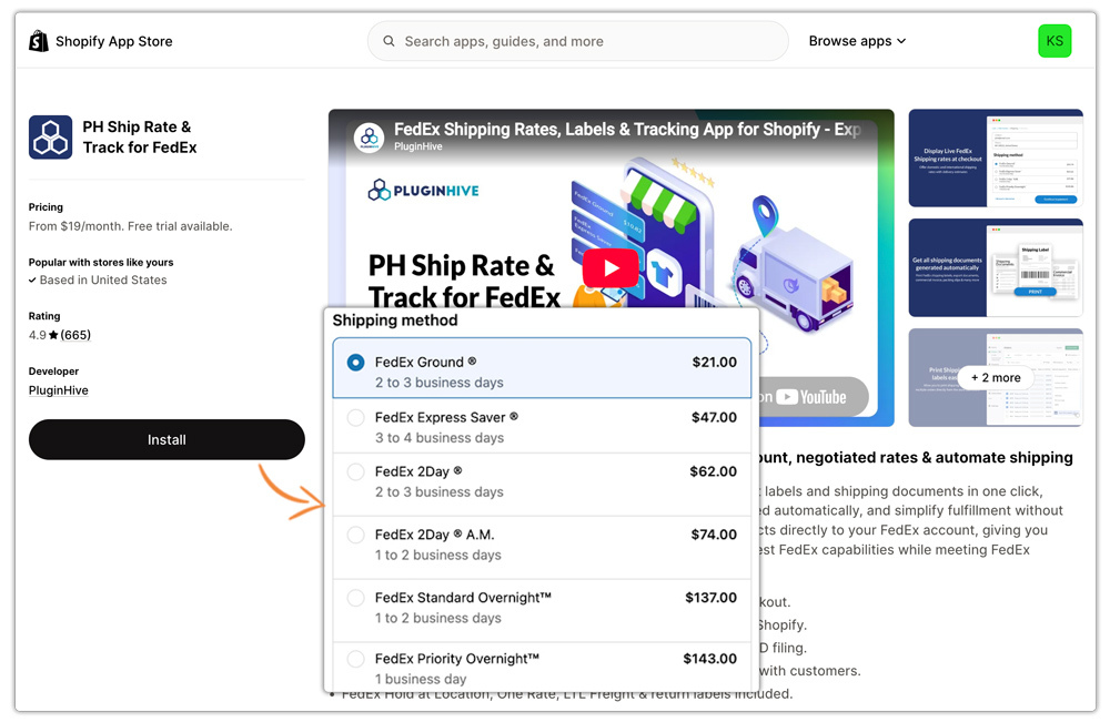 fedex estimates in shopify