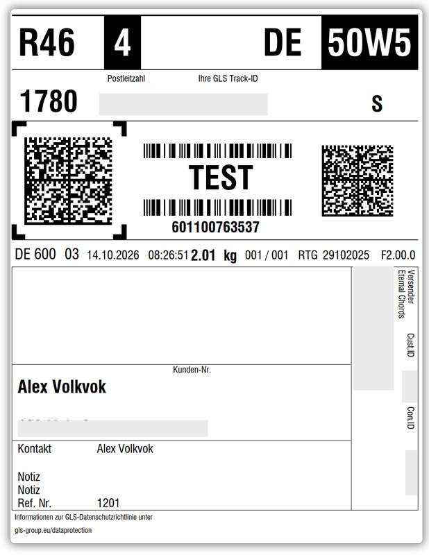gls shipping label