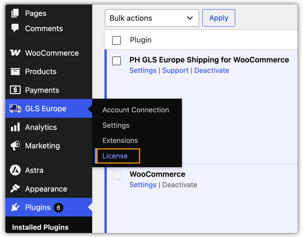 gls plugin license setting