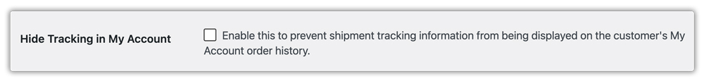 hide tracking in my account page