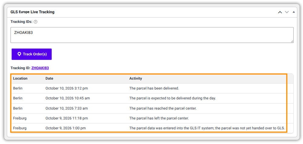 gls tracking for admin