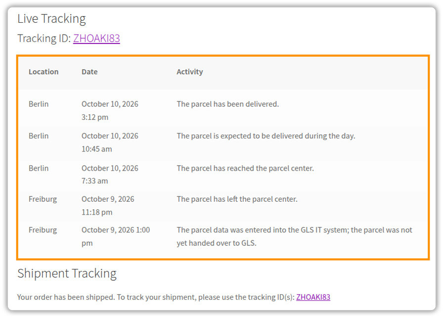 gls tracking for customers