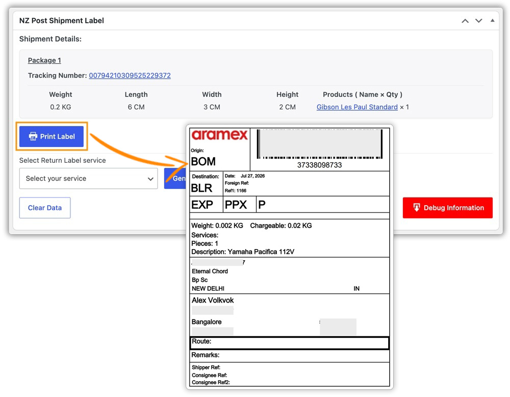print aramex shipping label