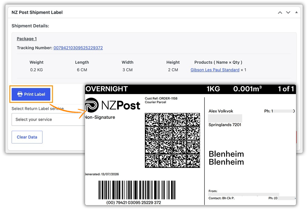 print nz post shipping label