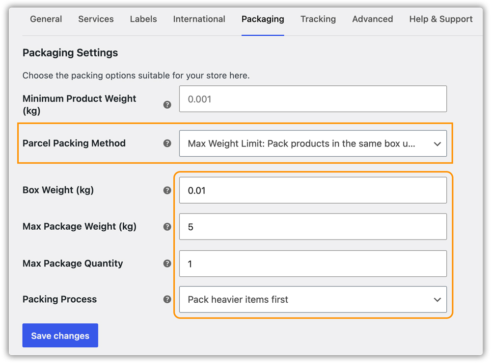 weight based gls packaging